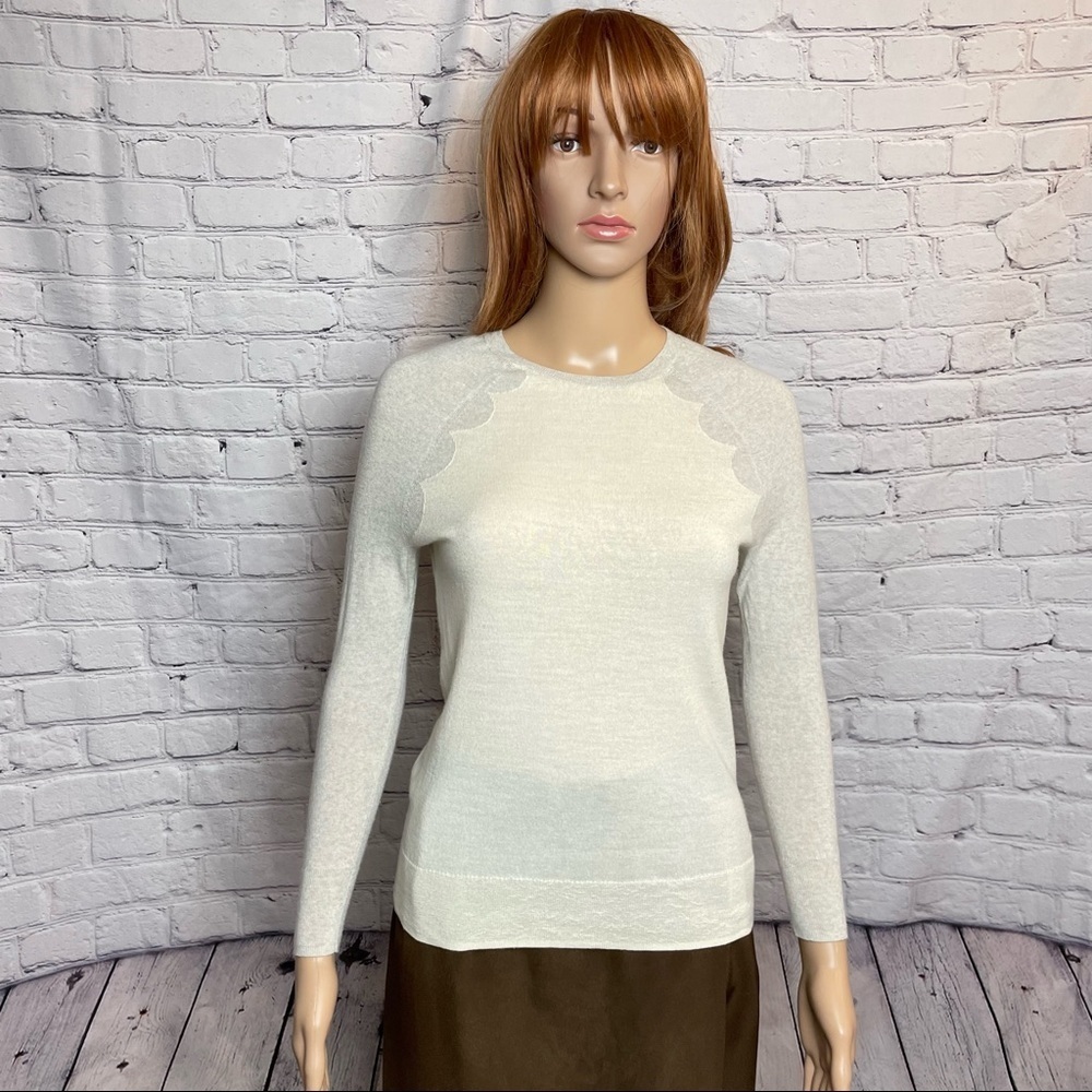 J. Crew Merino Wool White Gray Sweater Size XXS
